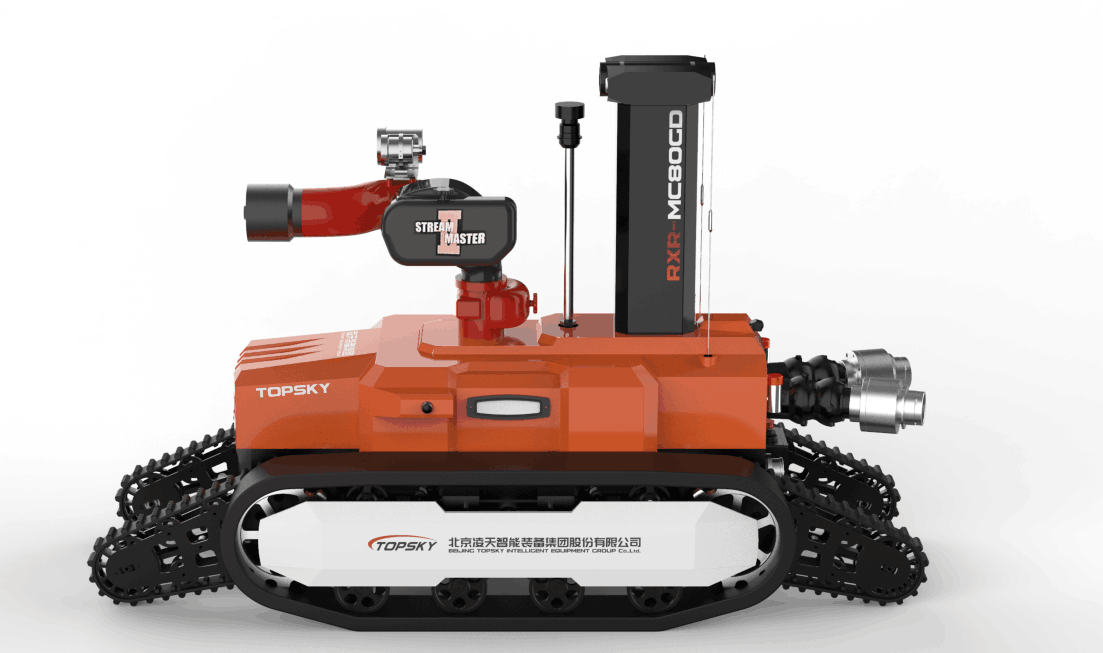 全地形防爆消防滅火偵察機器人【履帶擺臂】  (第2代，升降云臺及氣體二合一探測裝置+語音控制）  RXR-MC80BGD