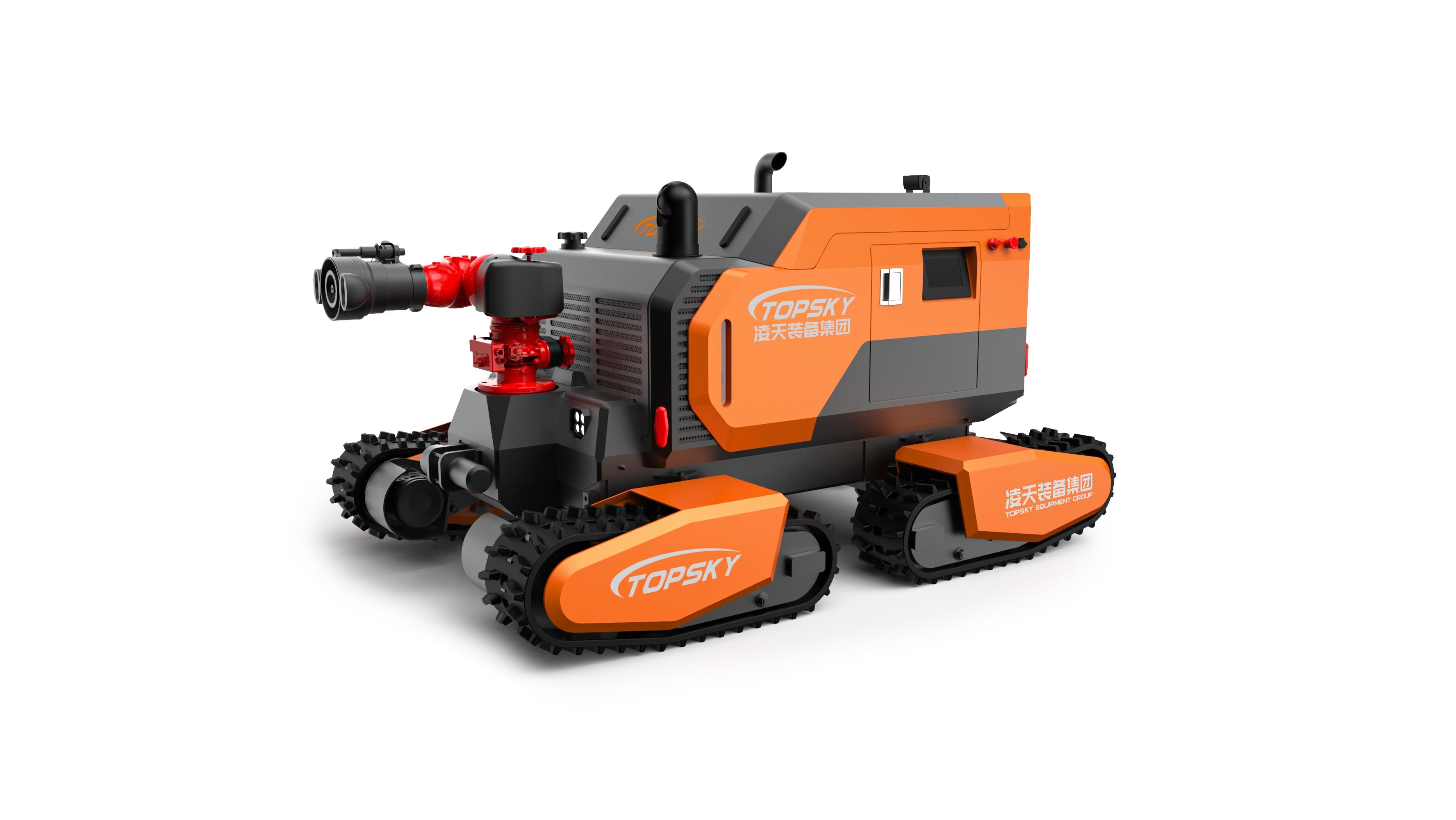 全地形消防滅火機器人 （第2代，四履帶，油動液壓、150進口消防水炮）